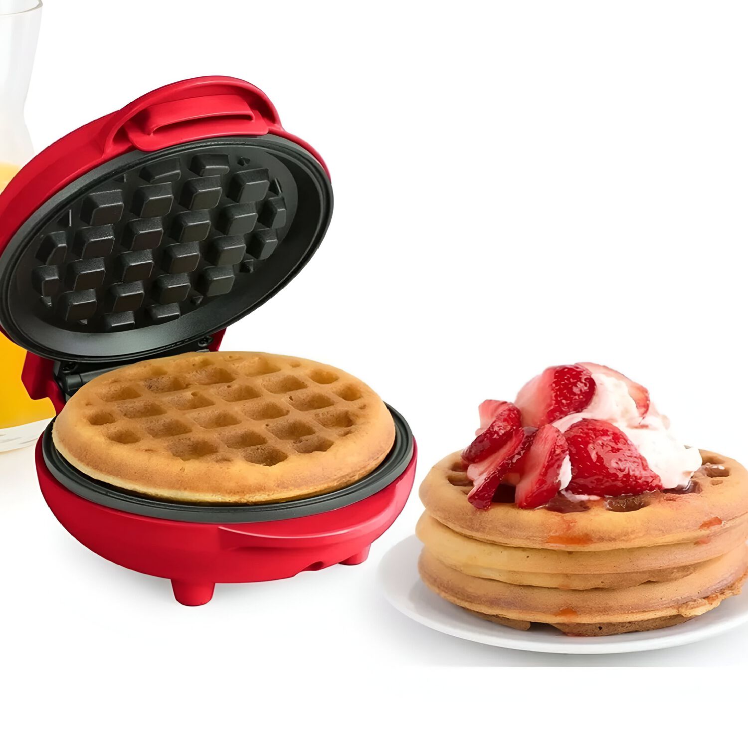 Mini Waflera Reposter&iacute;a El&eacute;ctrica Redonda Wafles Rojo image number 0.0