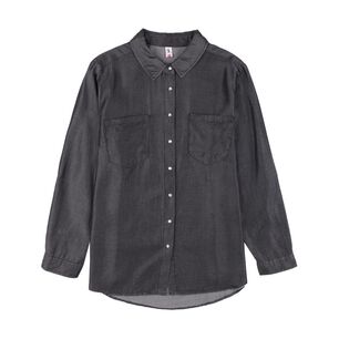 Blusa Denim Manga Larga Cuello Camisero Mujer Sexy Large