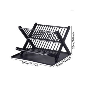 Platera Escurridor 2 Niveles Estante Para Platos Y Tazas Negro
