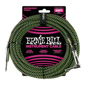 Cable De Instrumento Trenzado Verde/negro 3m Ernie Ball 6077
