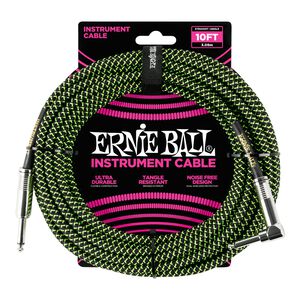Cable De Instrumento Trenzado Verde/negro 3m Ernie Ball 6077