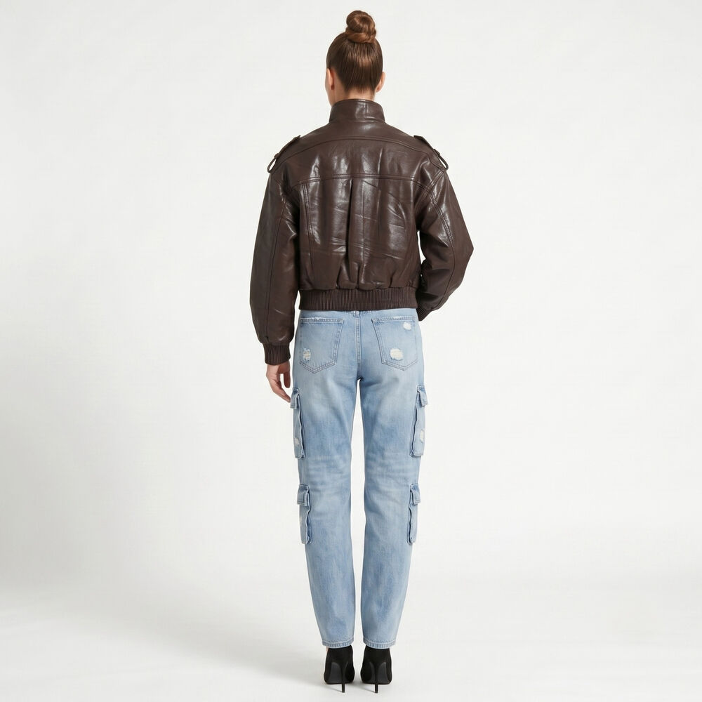 Chaqueta Ecocuero Bomber Mujer Kendall image number 2.0