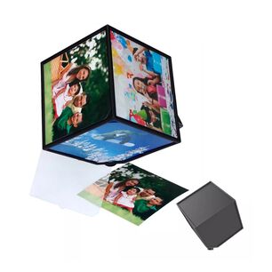 Cubo Rotativo 360 Foto Negro 11cm Para Exhibici&oacute;n Im&aacute;genes
