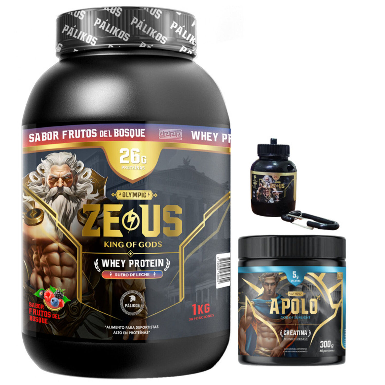 Proteina Zeus 100% Whey(sabor Frutos Del Bosque)+creatina Apolo 300g + Minibottle image number 0.0