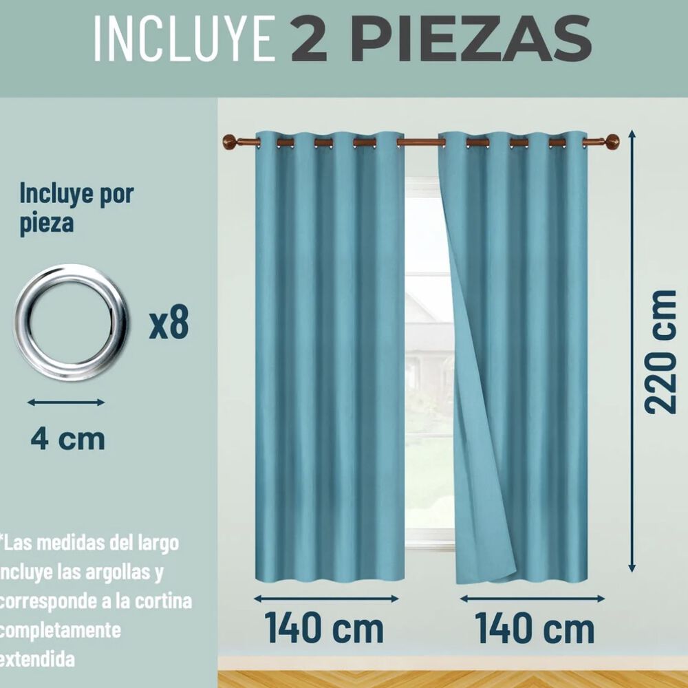 Cortinas Blackout 2 Paños 140x220 Textura Lino image number 1.0