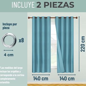 Cortinas Blackout 2 Paños 140x220 Textura Lino