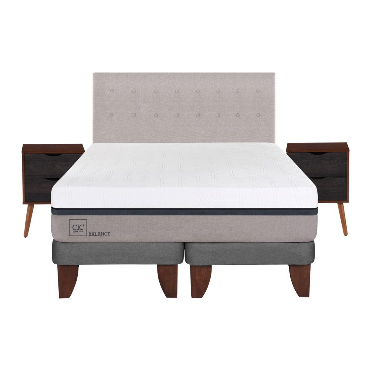 Cama Europea Cic Balance / King / Base Dividida + Set De Maderas image number 0.0