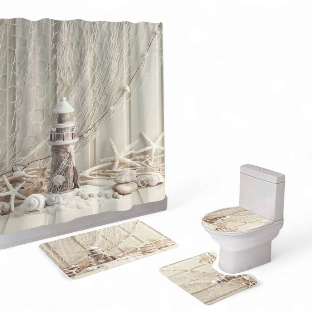 Juego De Baño Set De 4 Piezas Cortina + Tapa Wc + 2 Alfombras Sb4p-4 image number 0.0
