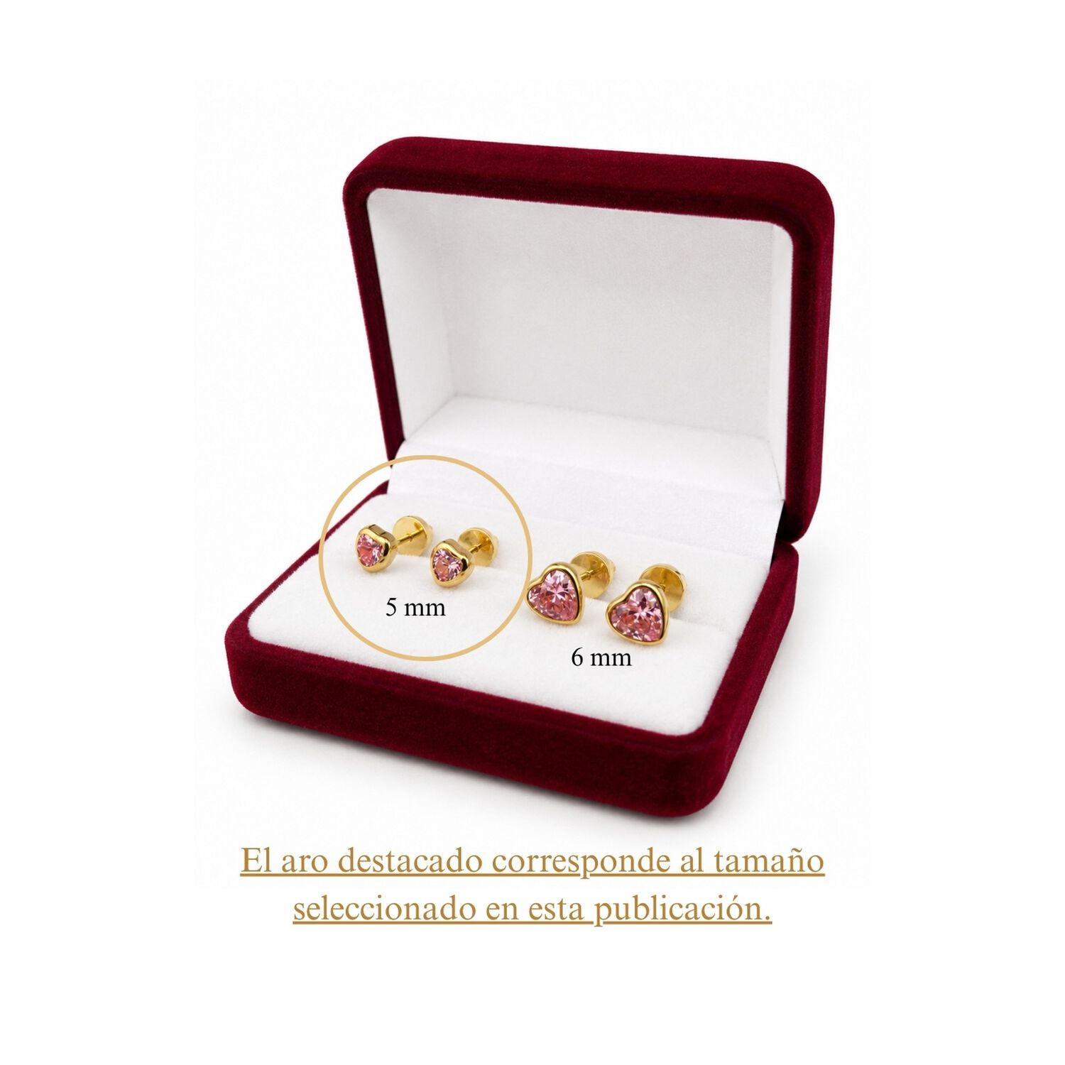 Aros Abridores Coraz&oacute;n 5mm Oro 18k Circ&oacute;n Beb&eacute; Ni&ntilde;a image number 9.0