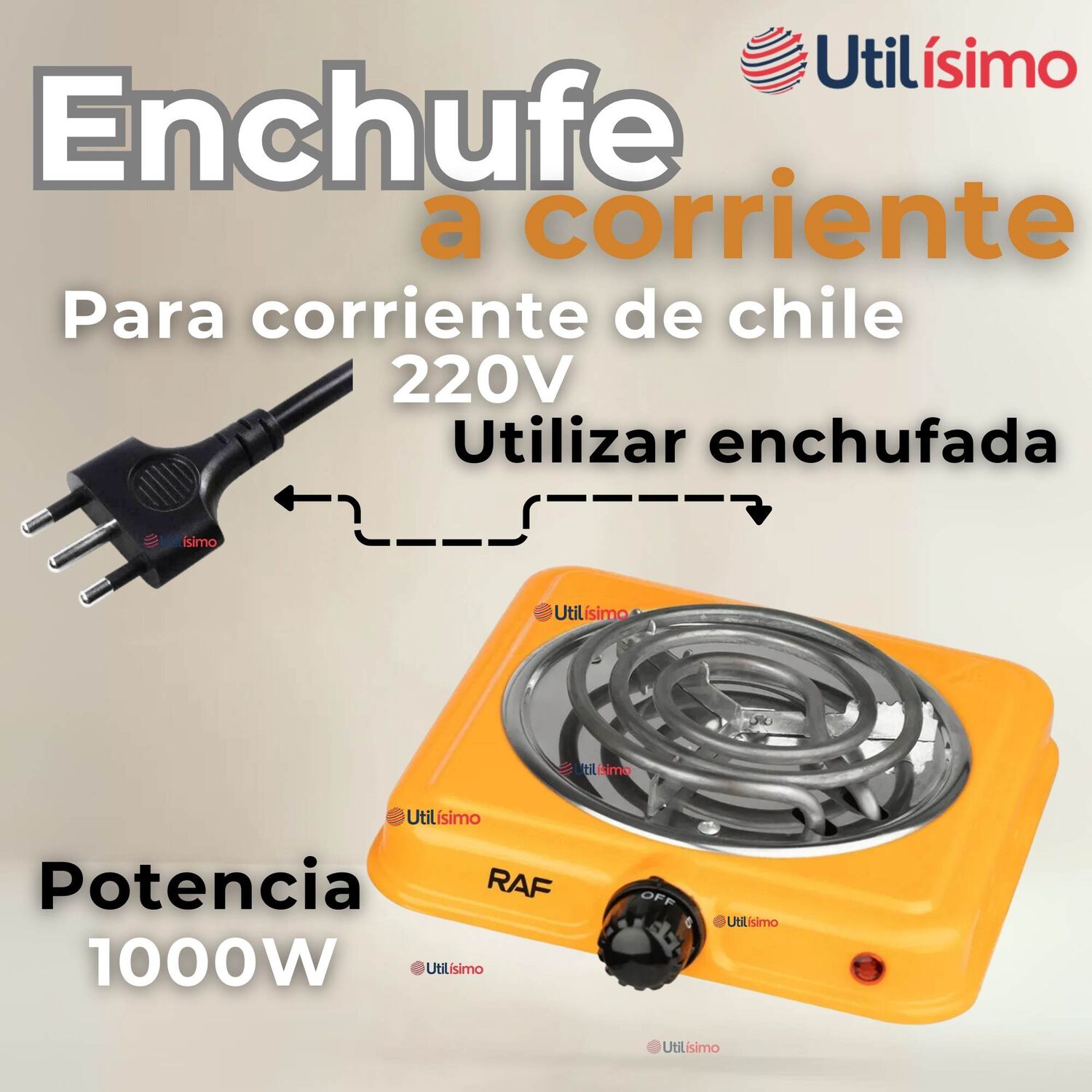 Cocina El&eacute;ctrica Port&aacute;til 1 Plato 1000w De Potencia Naranja image number 6.0
