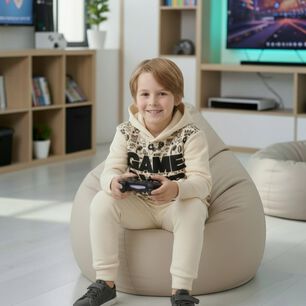 Buzo Ni&ntilde;o Franela Game Over Beige