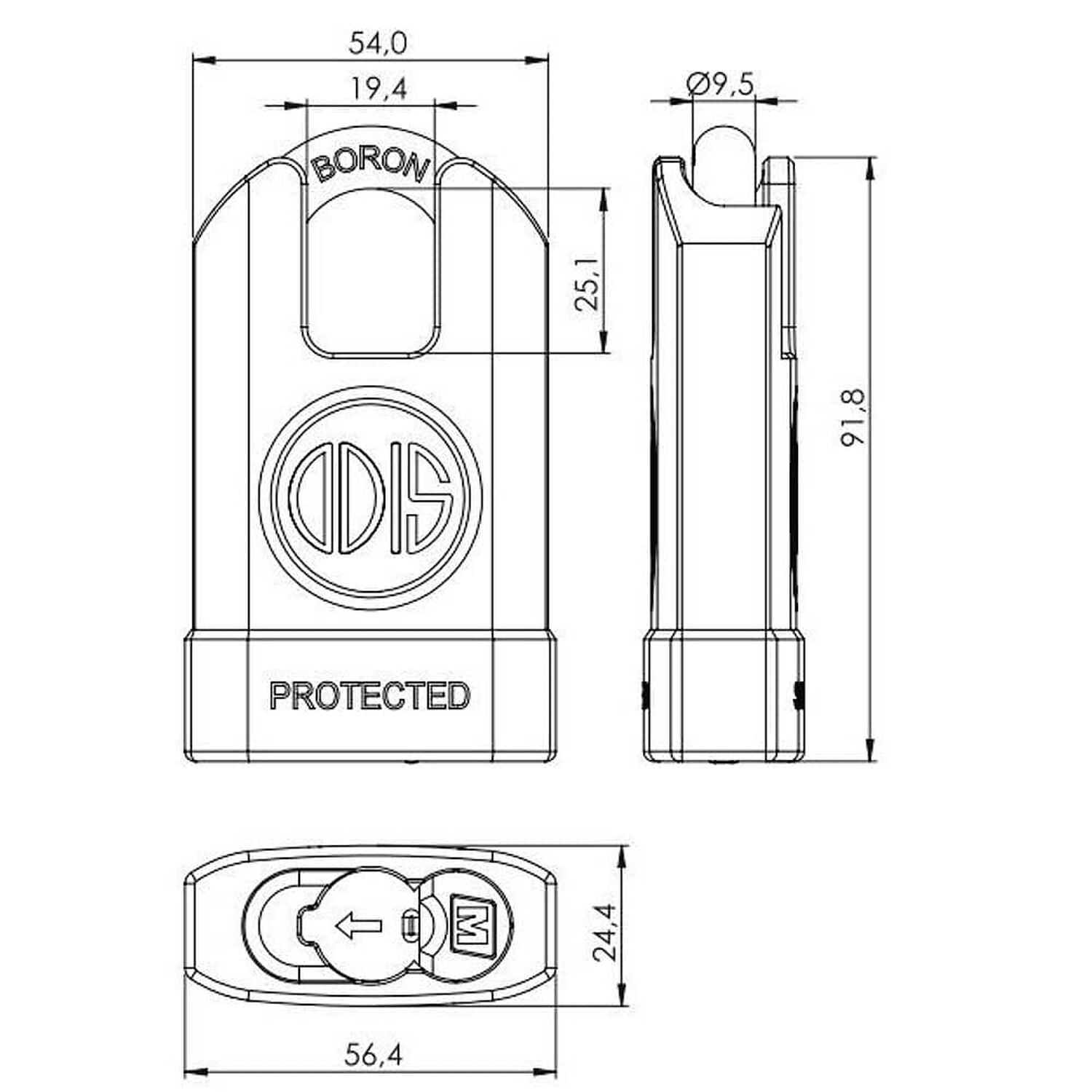 Candado Odis M50s Protected 54mm Con Hombros image number 2.0