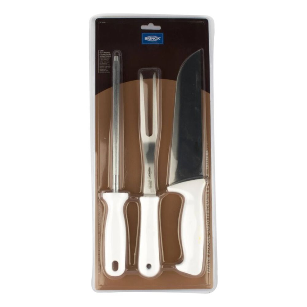 Set De Cuchillos 3 Piezas Brinox Mango Blanco Polipropileno 2554/302 image number 0.0