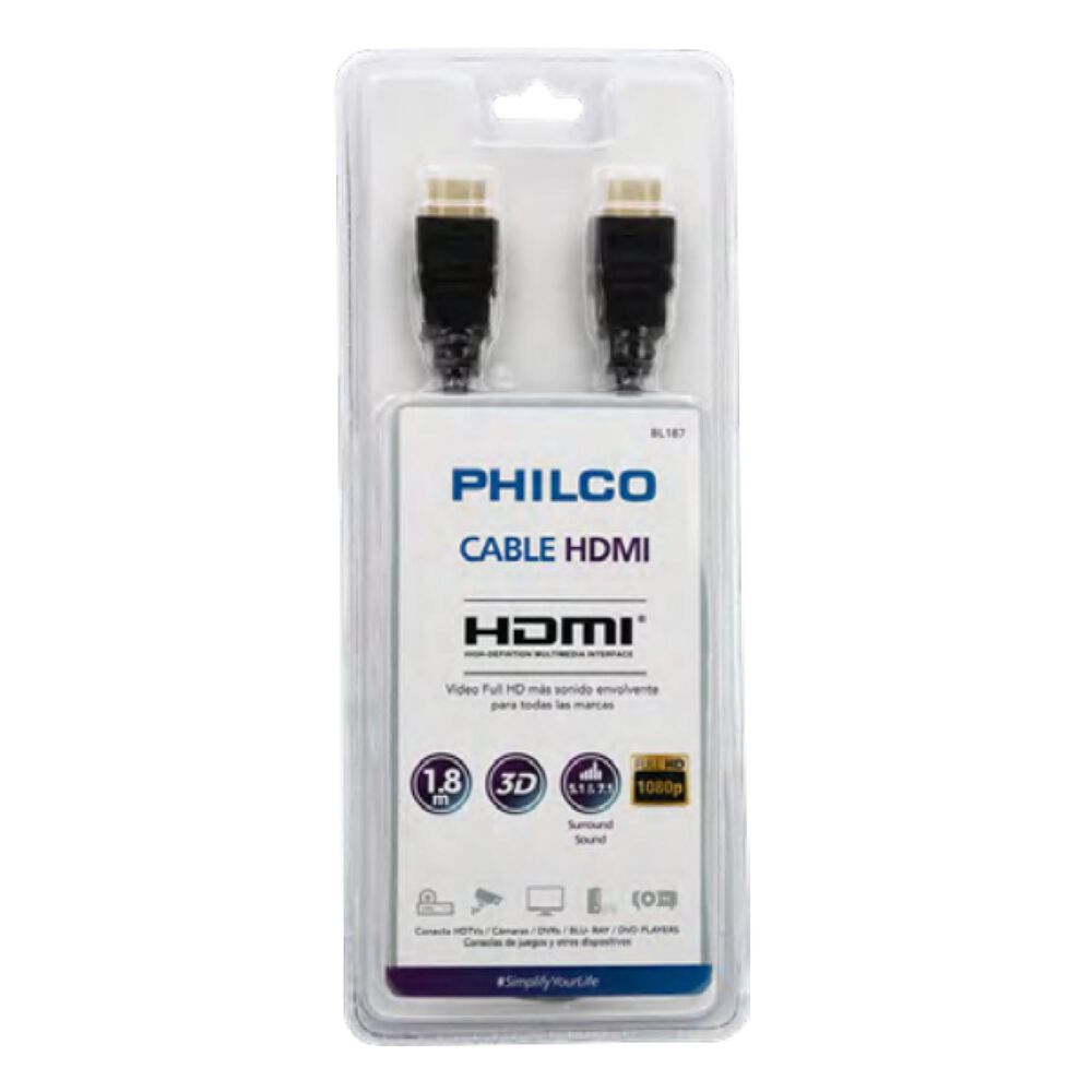 Cable Hdmi 1800cm 4k Negro Full Ad Bl187 image number 3.0