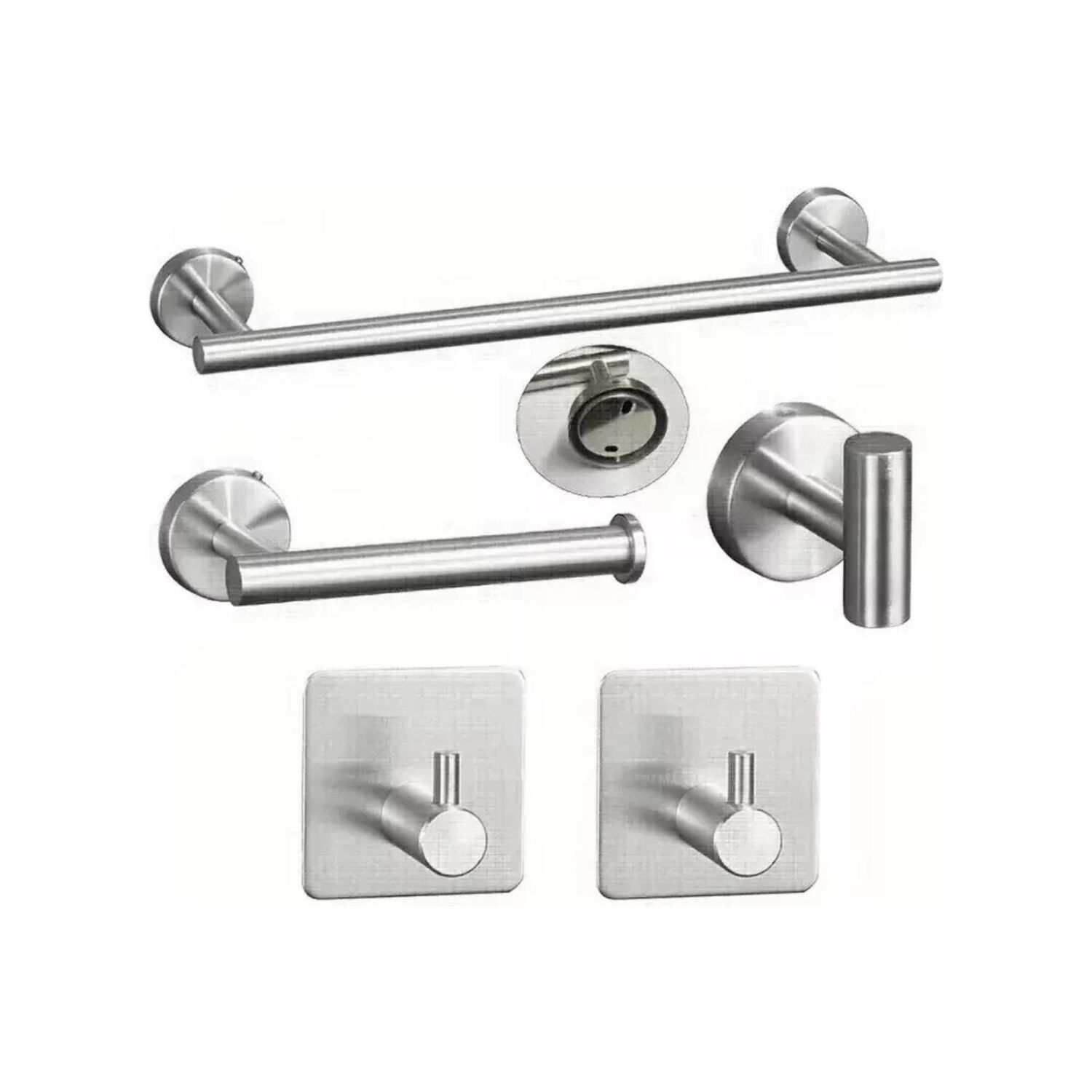 Set 5 Accesorios Ba&ntilde;o Acero Inoxidable Ba&ntilde;o F&aacute;cil Instalaci&oacute;n image number 0.0