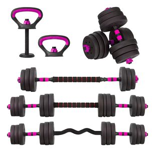 Set Mancuernas 20 Kg 5 En 1 Barra Z Extensor Rojo