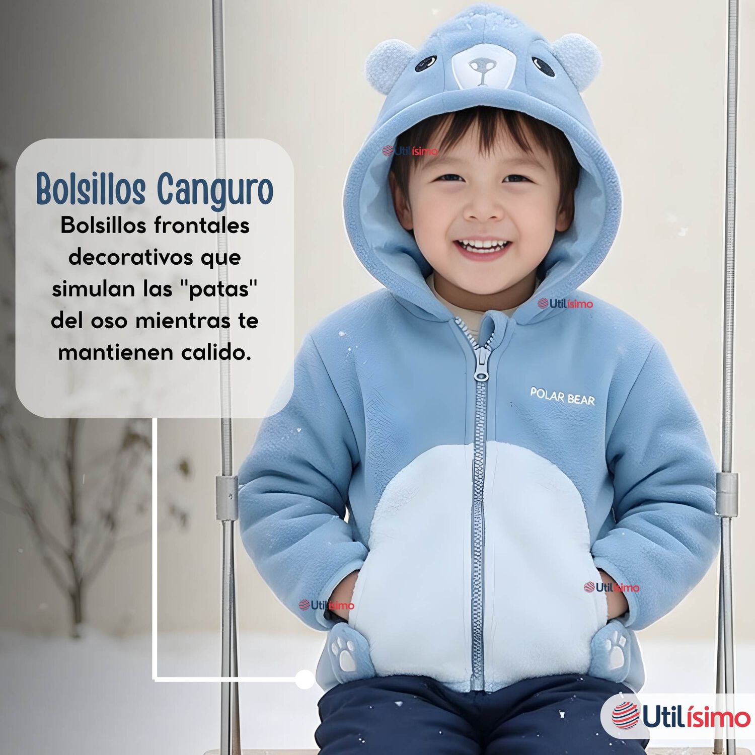 Poler&oacute;n Polar Con Capucha Invierno Beb&eacute; Ni&ntilde;o Arctic Bear image number 8.0