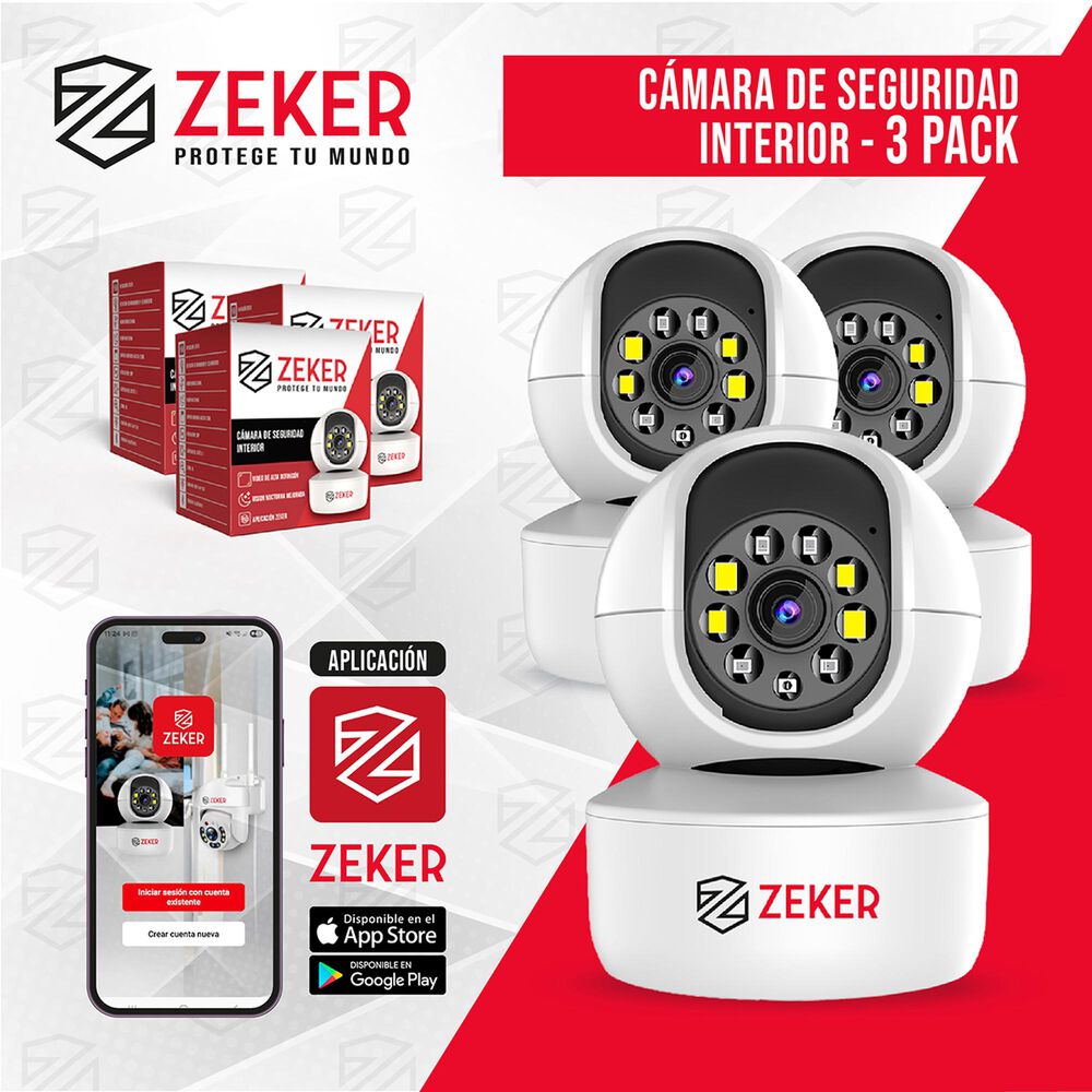 Pack X3 C&aacute;mara De Seguridad Interior Wifi Ip Zeker 2mp 5g image number 9.0