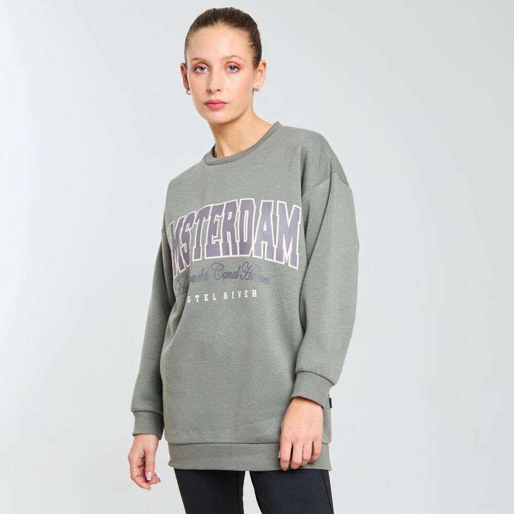 Polerón Deportivo Oversize Cuello Redondo Mujer Wetland image number 2.0