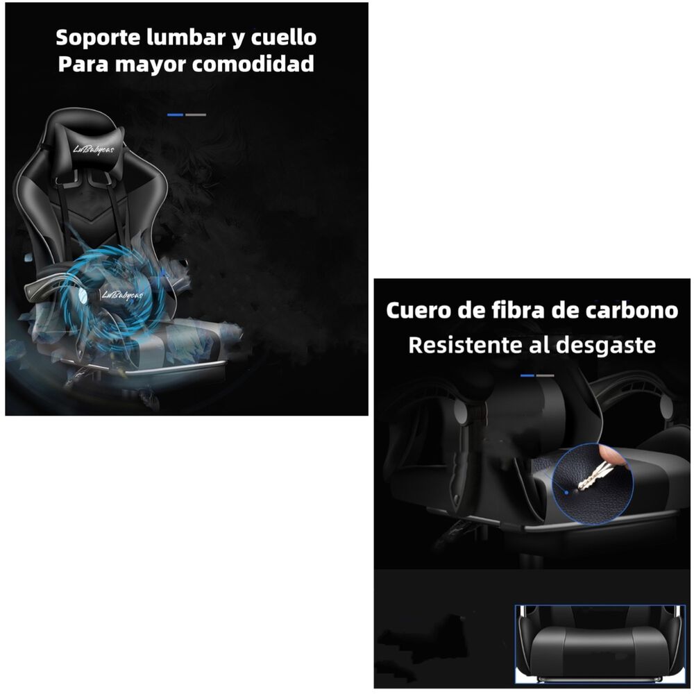 Silla Gamer Reclinable Con Reposa Pies Roja Lubabycas image number 1.0