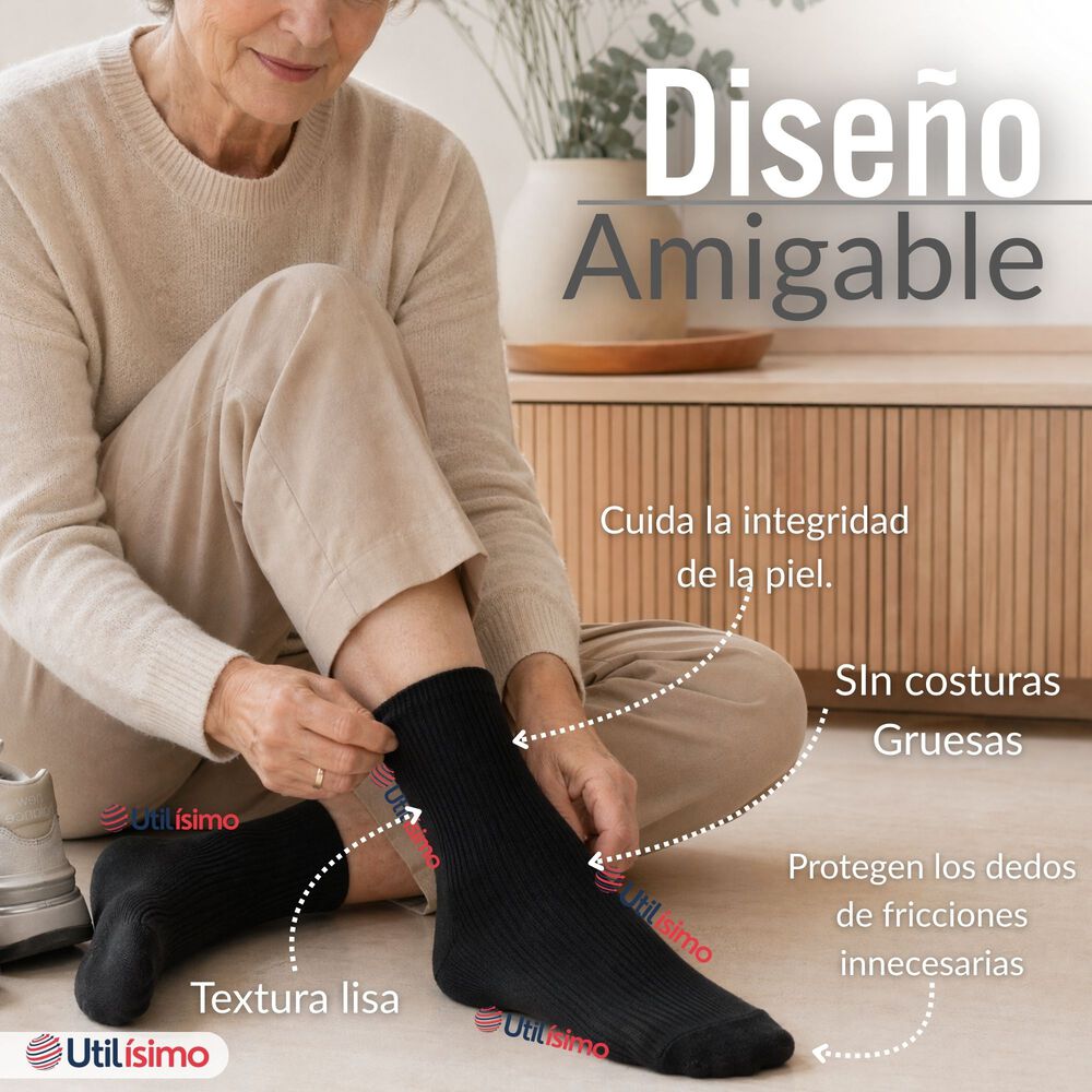 Pack 6 Pares Calcetines Diab&eacute;ticos Mujer Algod&oacute;n Suave Colores Surtidos Protecci&oacute;n image number 8.0