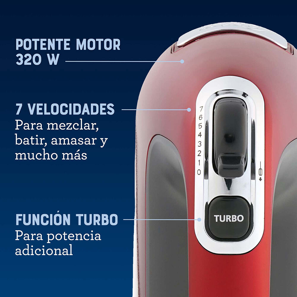 Batidora De Mano Oster 7 Velocidades + Función Turbo Fpsthm360r image number 1.0