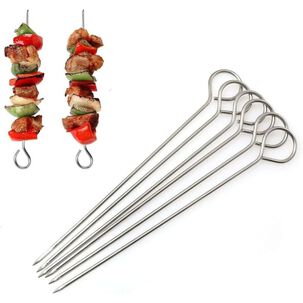 Set De 6 Pinchos Brochetas Anticucho Metal De 50 Cm