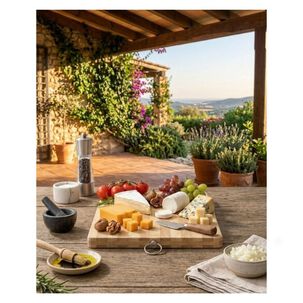 Tabla Picar Bamb&uacute; Rectangular Minimalista Colgador Met&aacute;lico 34x24cm