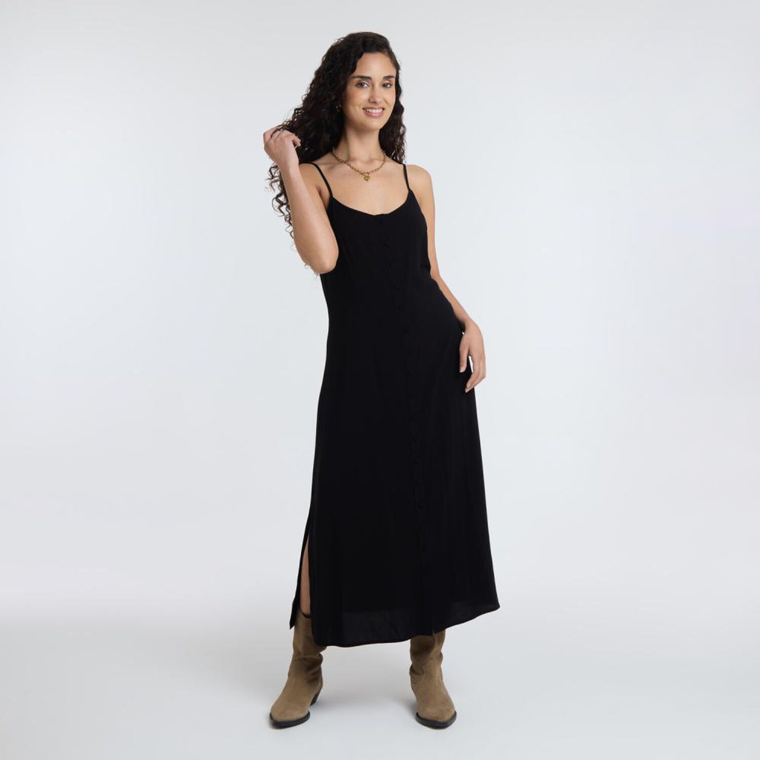Vestido Largo Animal Print Sin Mangas Cuello V Mujer Freedom image number 0.0