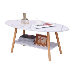 Mesa De Centro Elegante Para Sala Diseño Nórdico Con Efecto Mármol