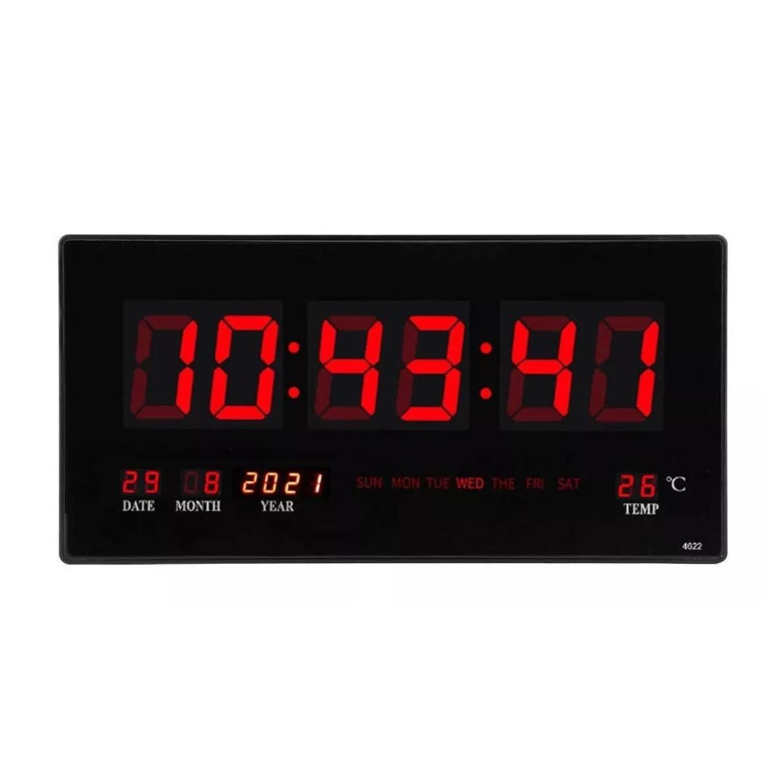 Reloj Digital Pared Luz Led Hora Fecha Temperatura 47x23cm image number 0.0