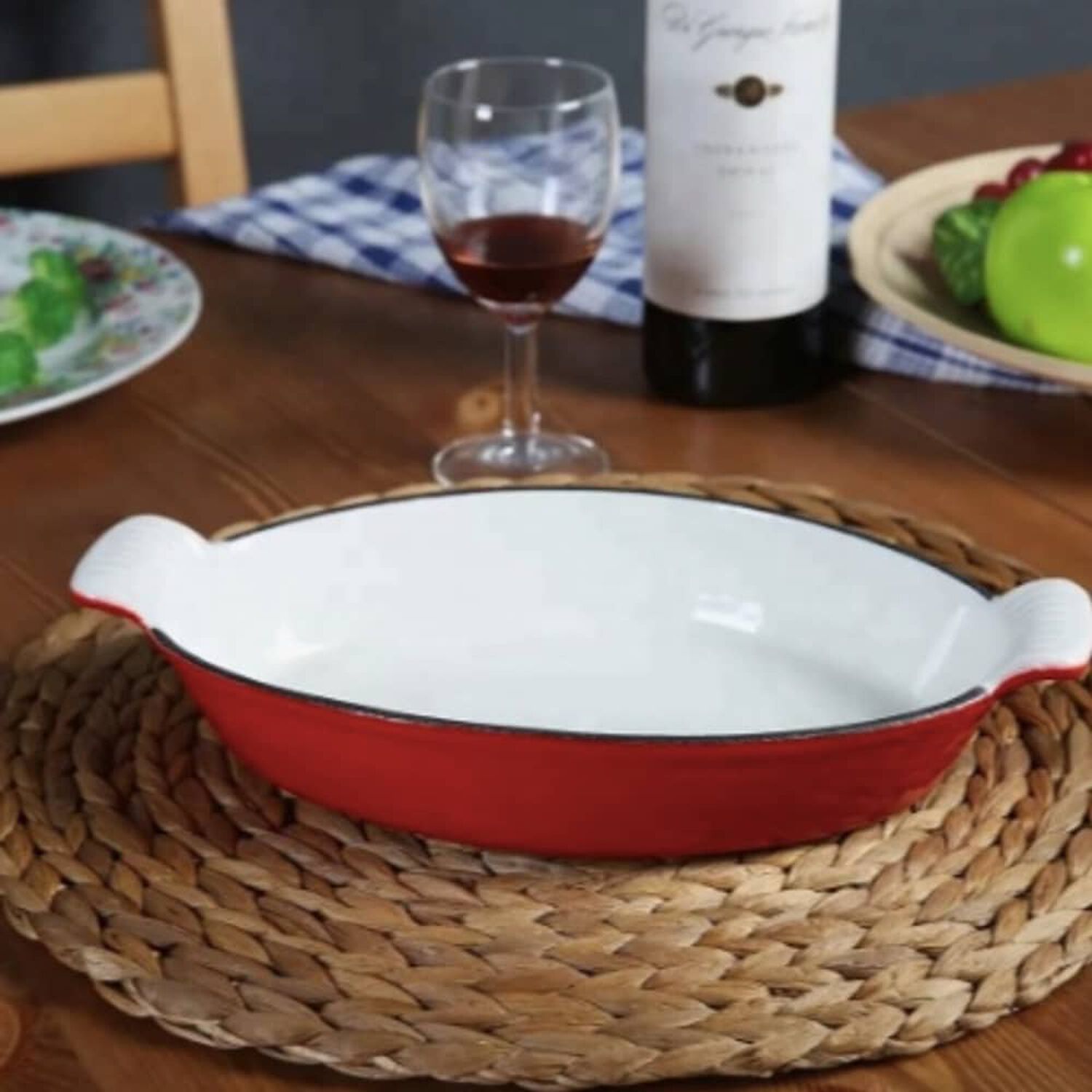 Plato De Hierro Enlozado 26 Cm Ovalado Rojo image number 2.0