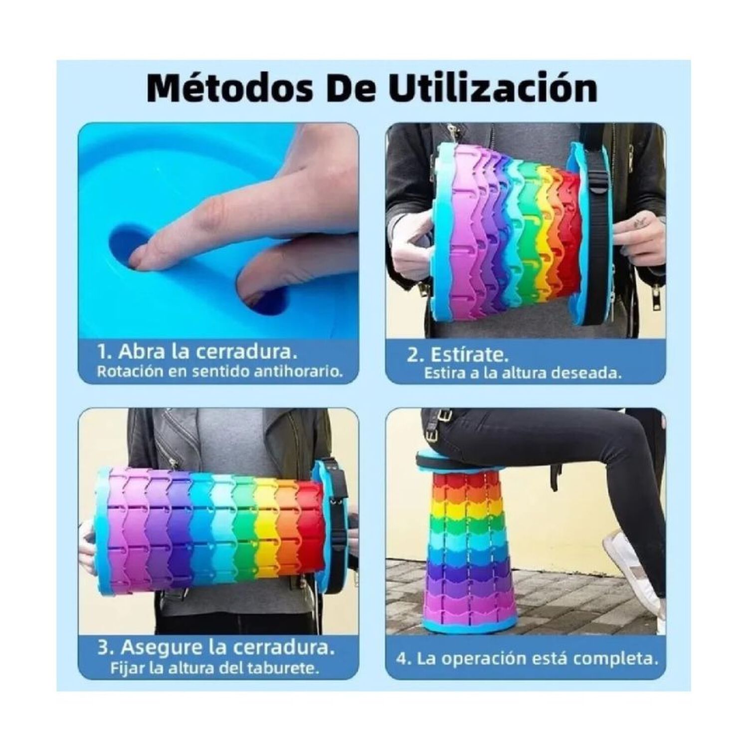 Taburete Plegable Telesc&oacute;pico Port&aacute;til Silla Retr&aacute;ctil Camping image number 4.0