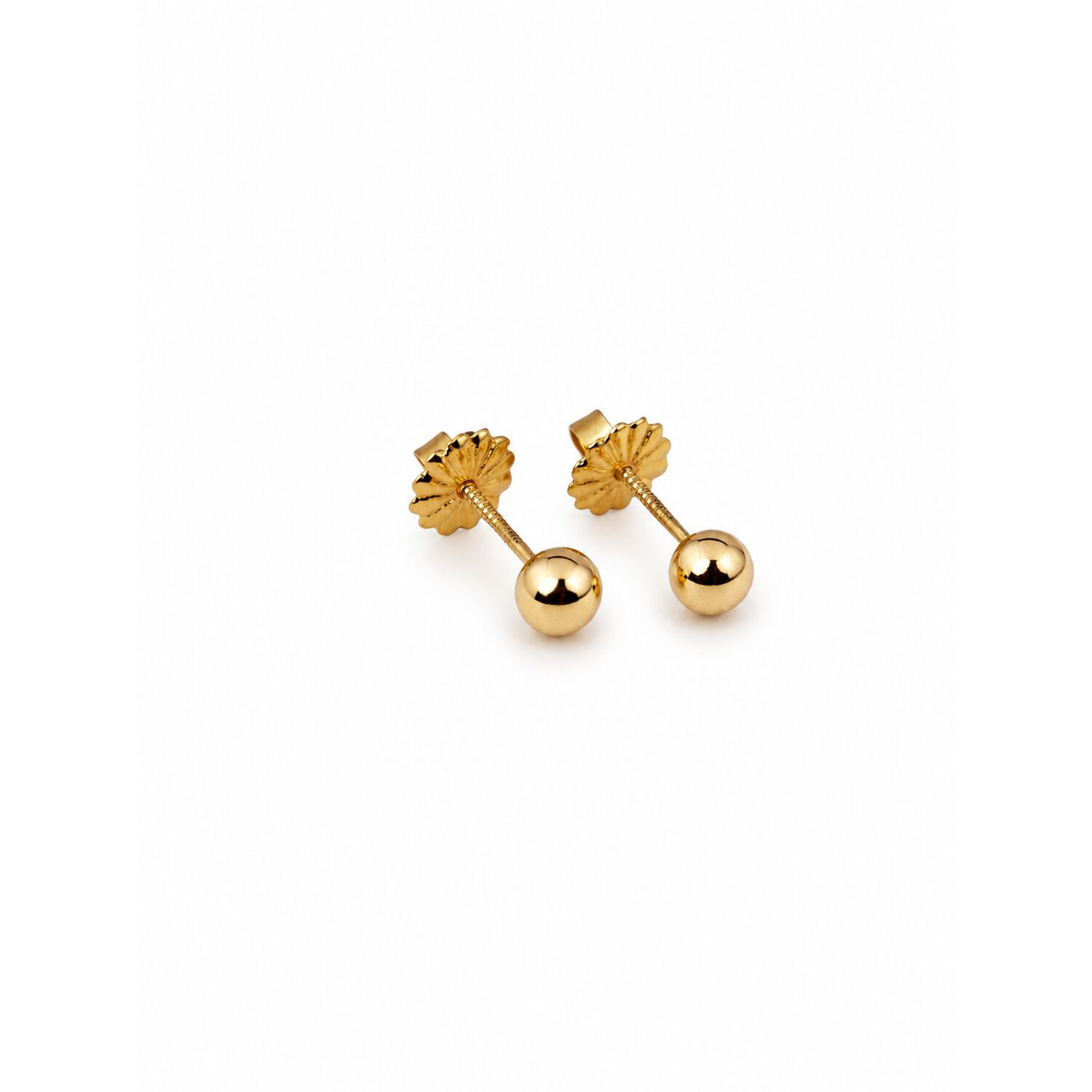 Aros Bolita 4mm N2 Oro 18k 0.55gr Beb&eacute; Ni&ntilde;a Hipoalerg&eacute;nicos Dorado image number 1.0
