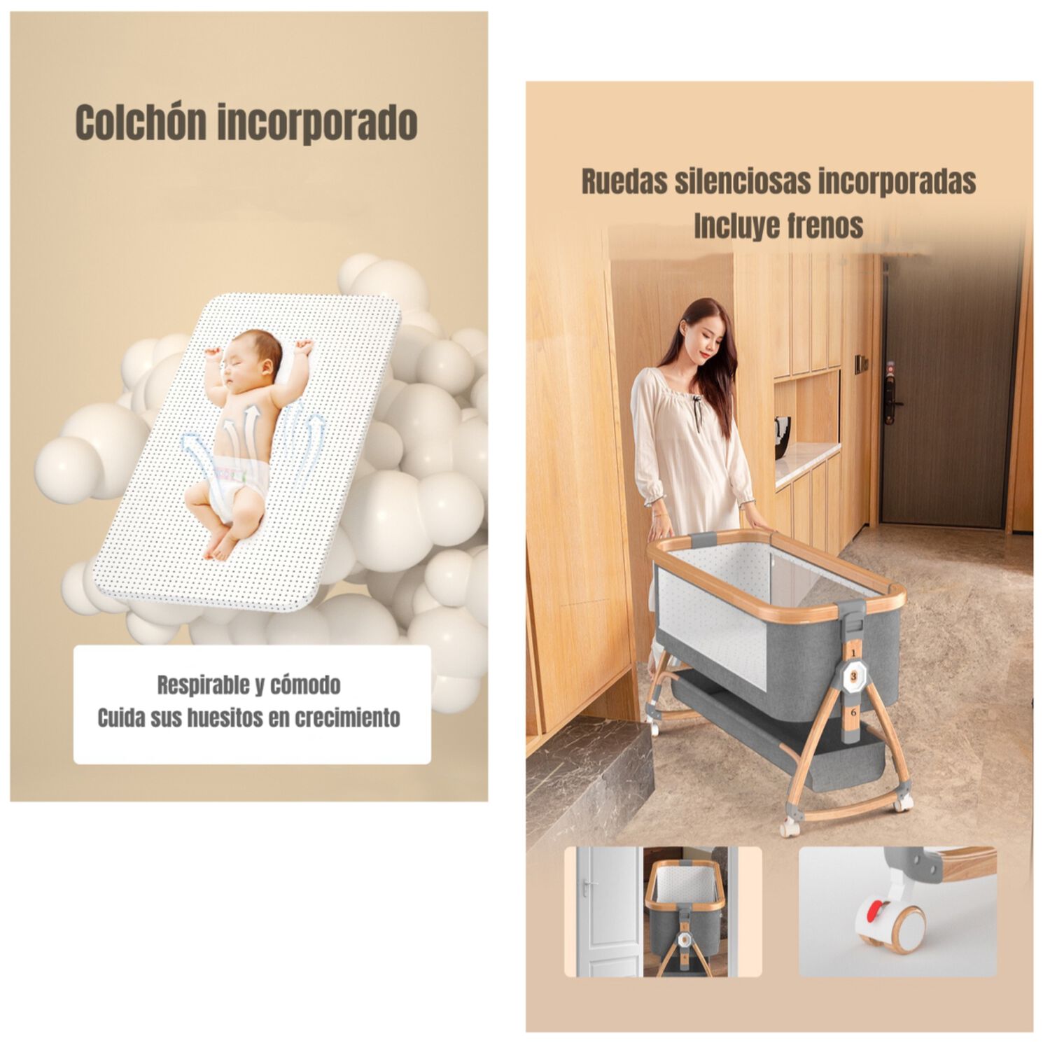 Cuna Colecho Mecedora 3 En 1 Lubabycas Gris image number 3.0