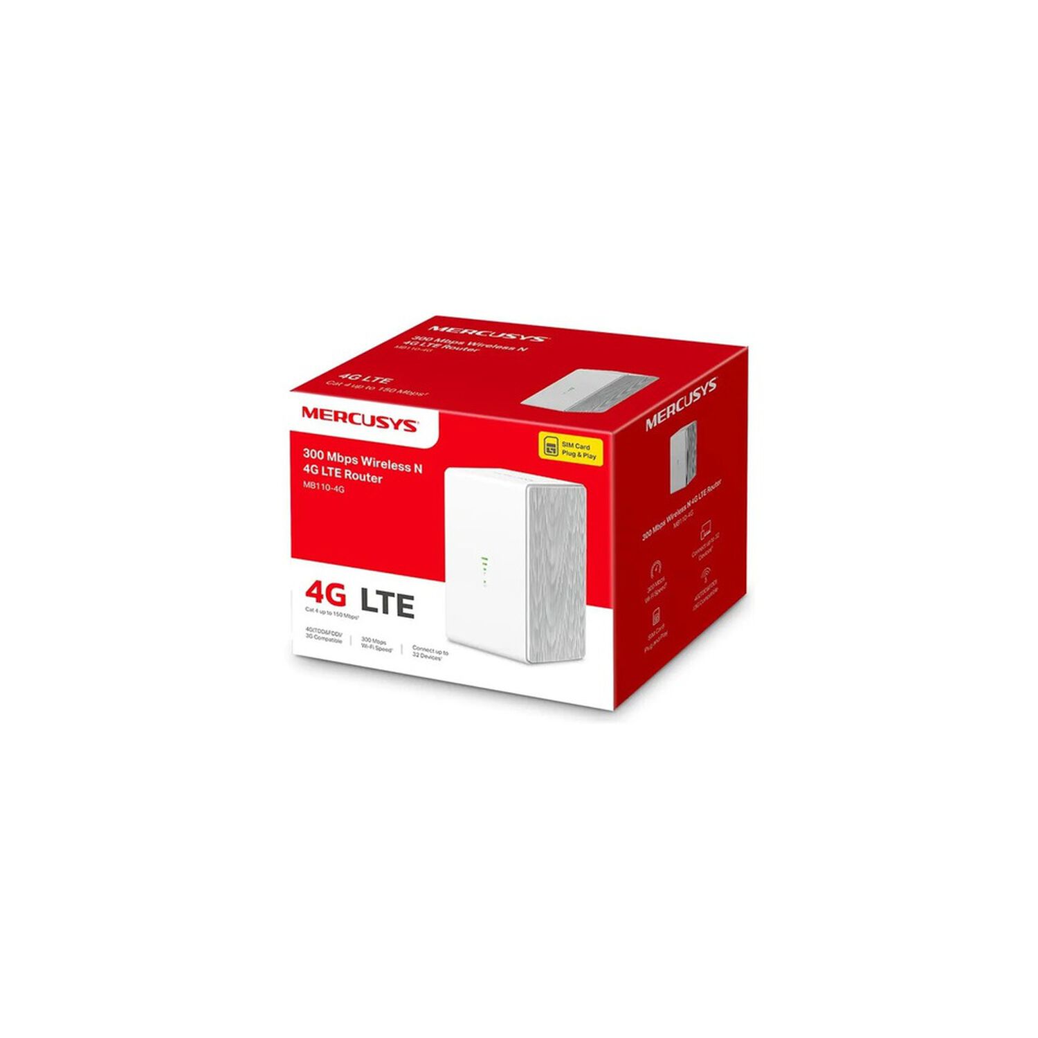 Modem Sim 4g Lte Y Router Wifi 300mbps / Mercusys Mb110-4g Color Blanco image number 2.0