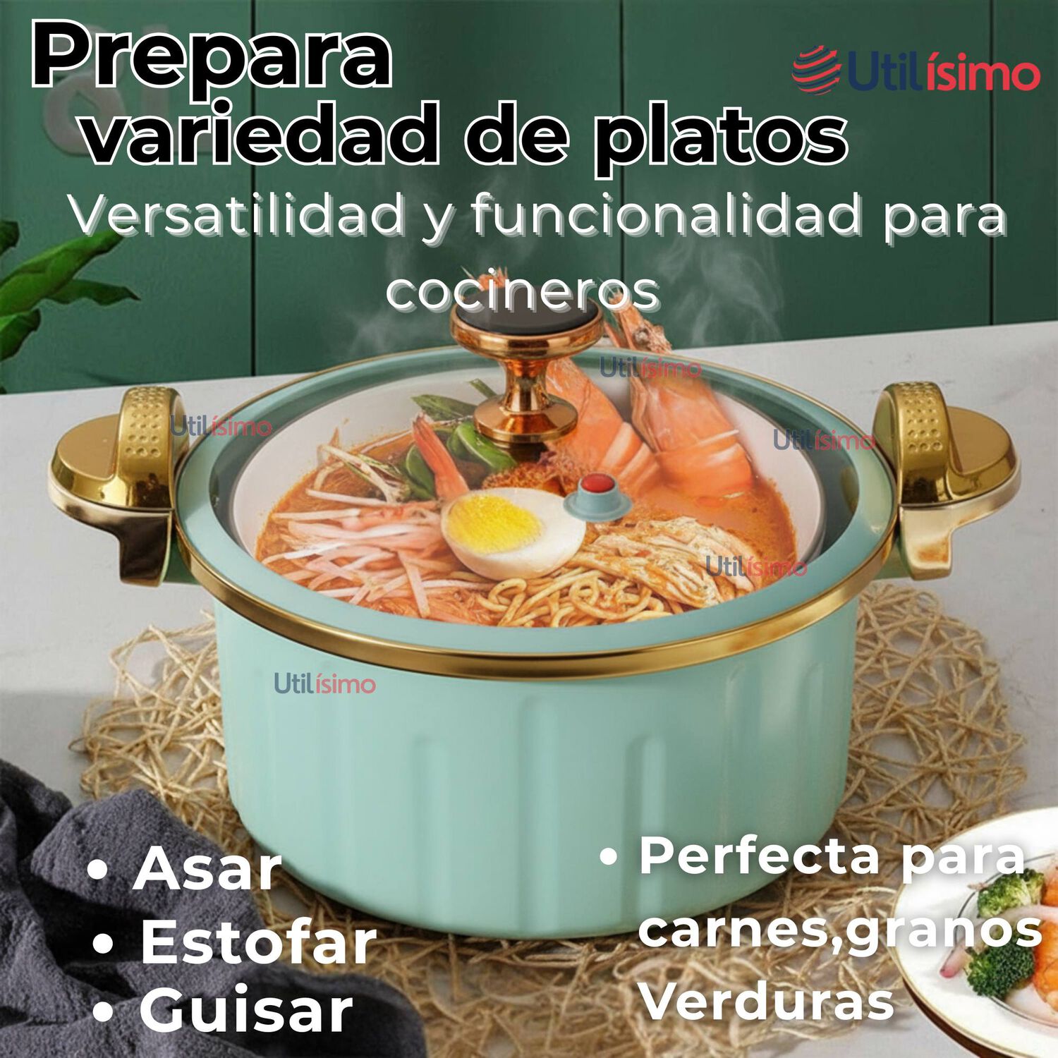 Olla De Micro Presi&oacute;n Esmalte Antiadherente Capacidad 12 Litros Color Azul image number 4.0