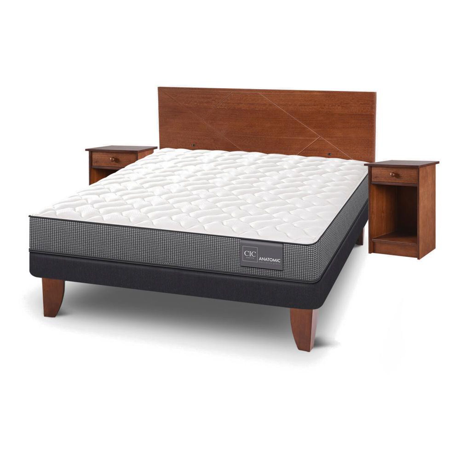 Cama Europea Cic Anatomic / 2 Plazas / Base Normal + Set De Maderas image number 2.0