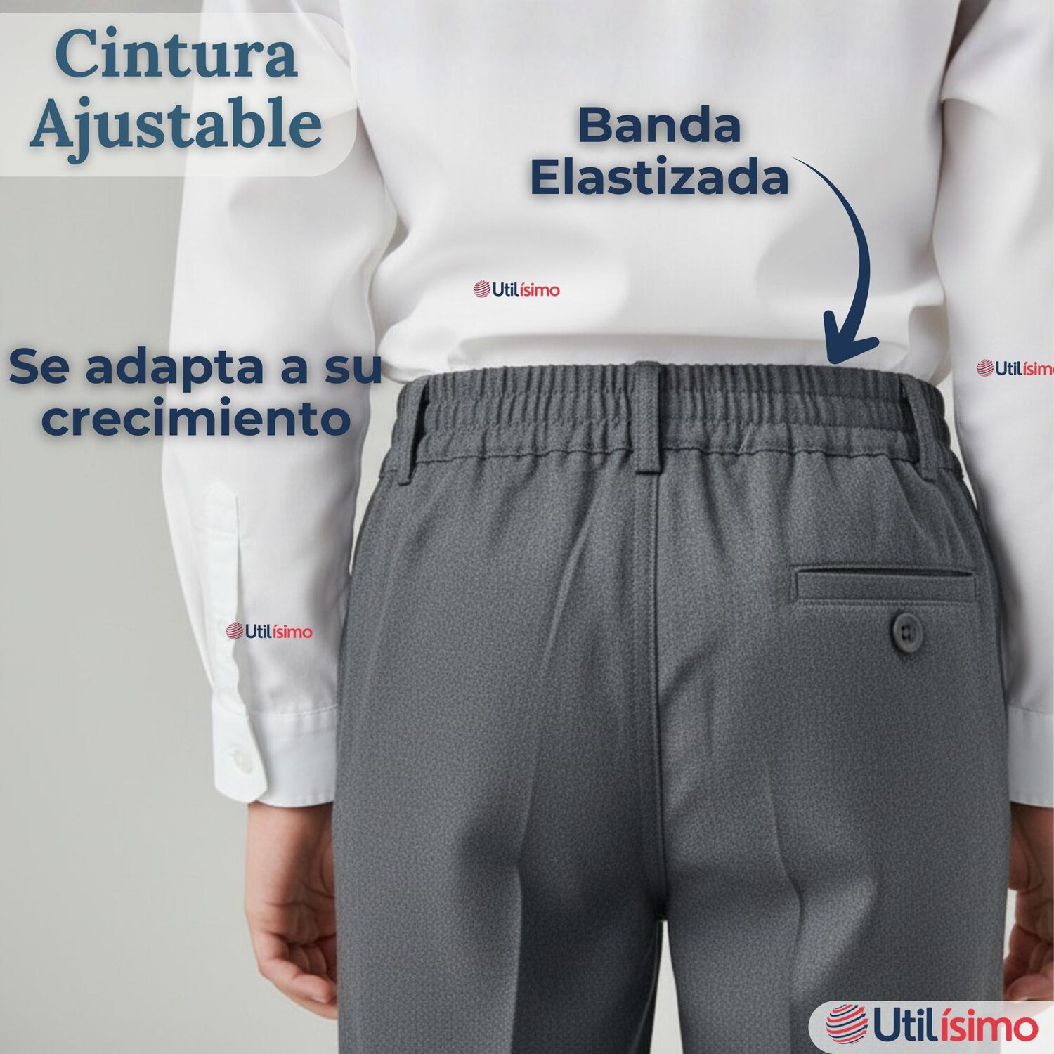 Pantal&oacute;n Escolar Colegio Cl&aacute;sico Gris Ni&ntilde;o Juvenil image number 8.0