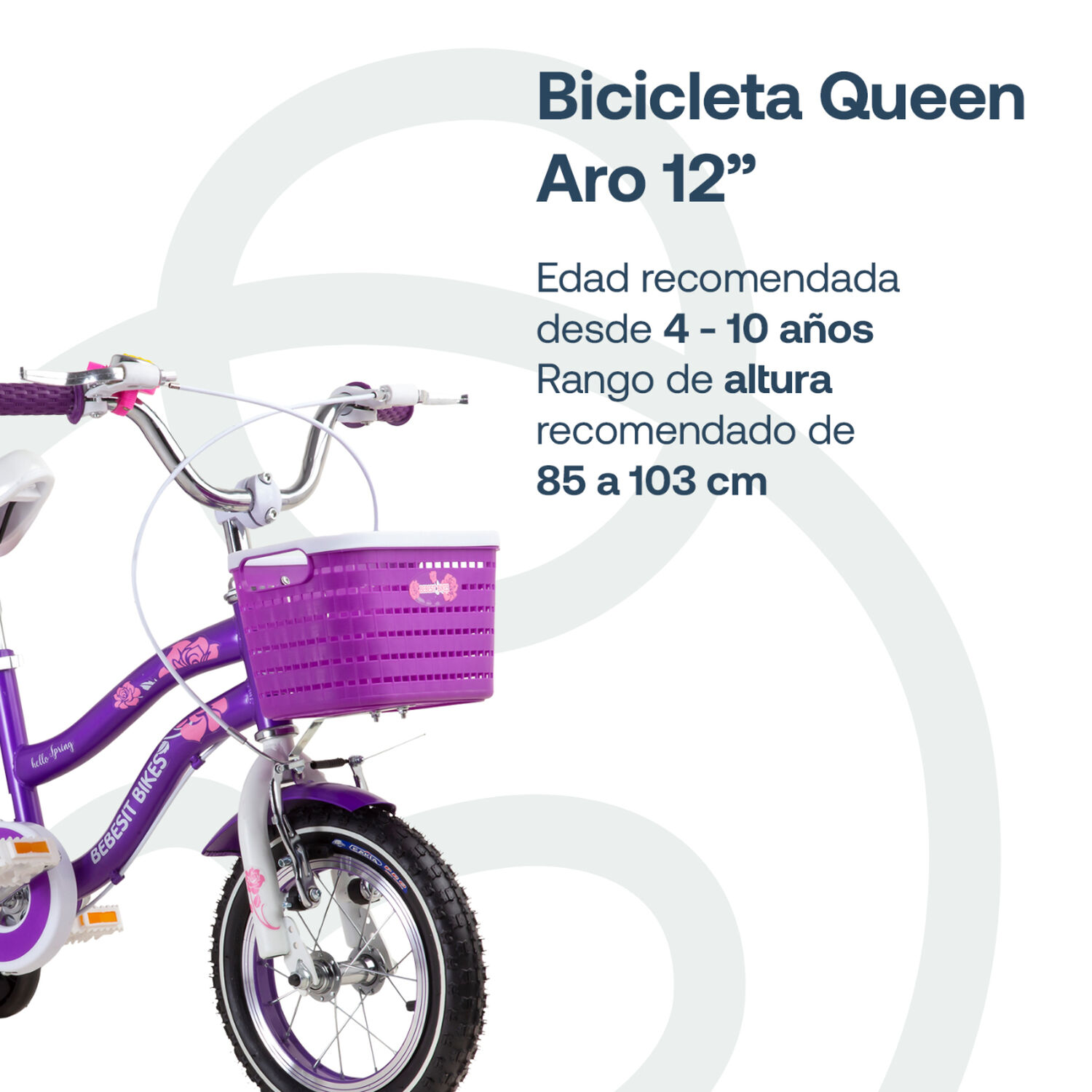 Bicicleta Infantil Queen Aro 12 Morada Bebesit image number 2.0