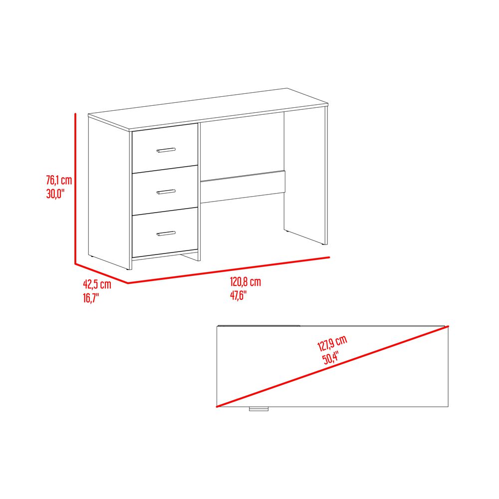 Escritorio Con Cajonera Fm Blanco 76,2x120,8x42,1 Cm image number 6.0