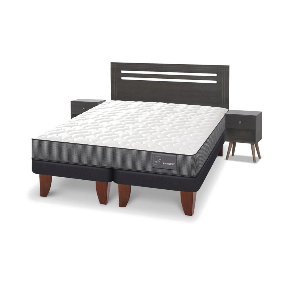 Cama Europea Cic Anatomic / 2 Plazas / Base Dividida + Set De Maderas image number 2.0