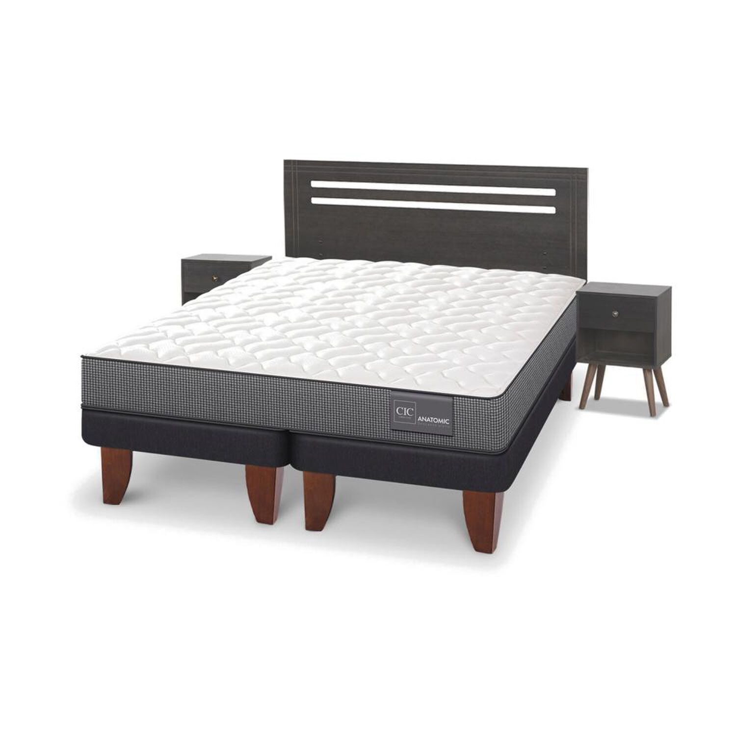 Cama Europea Cic Anatomic / 2 Plazas / Base Dividida + Set De Maderas image number 2.0