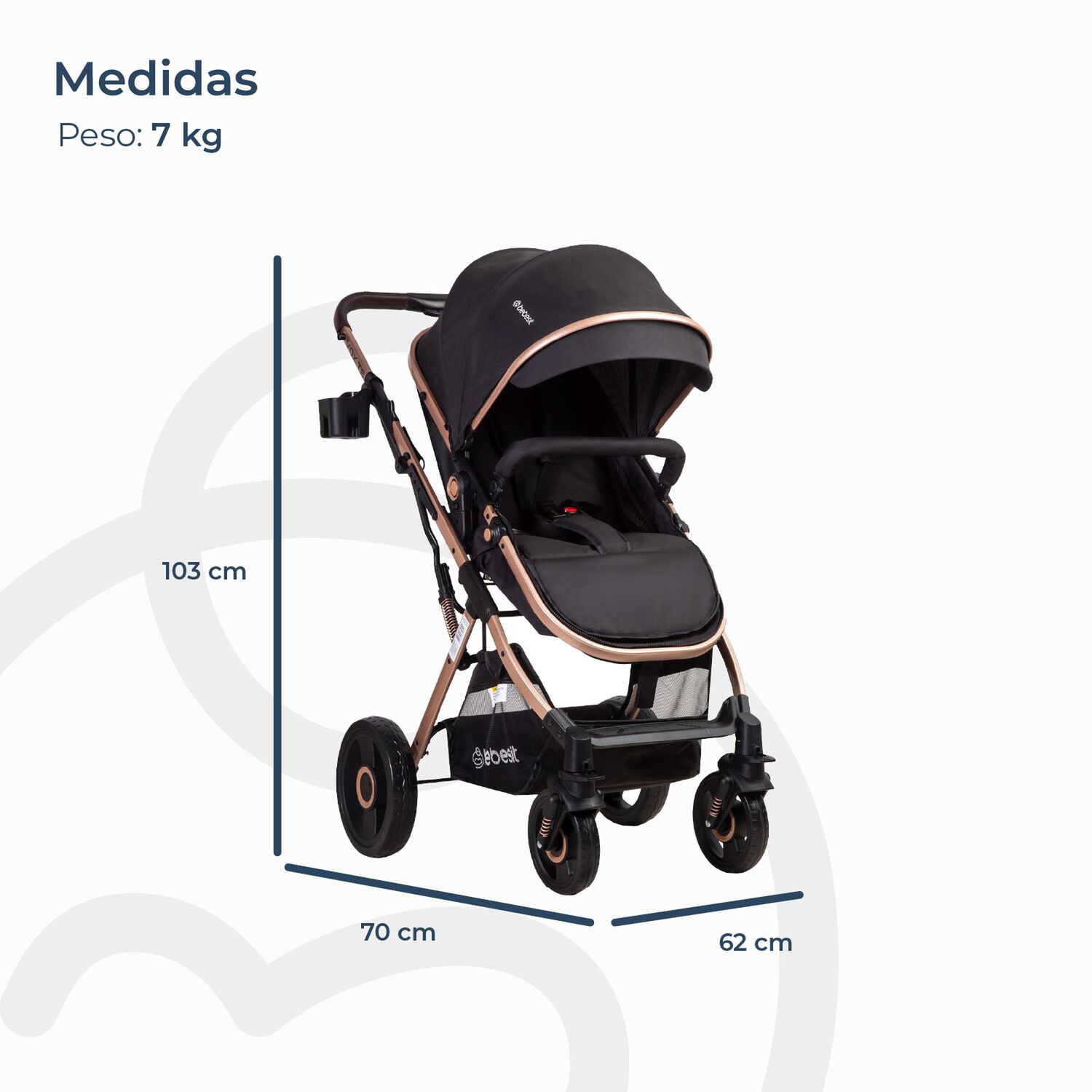 Coche Cuna Paseo Vox Gold Negro Bebesit image number 6.0