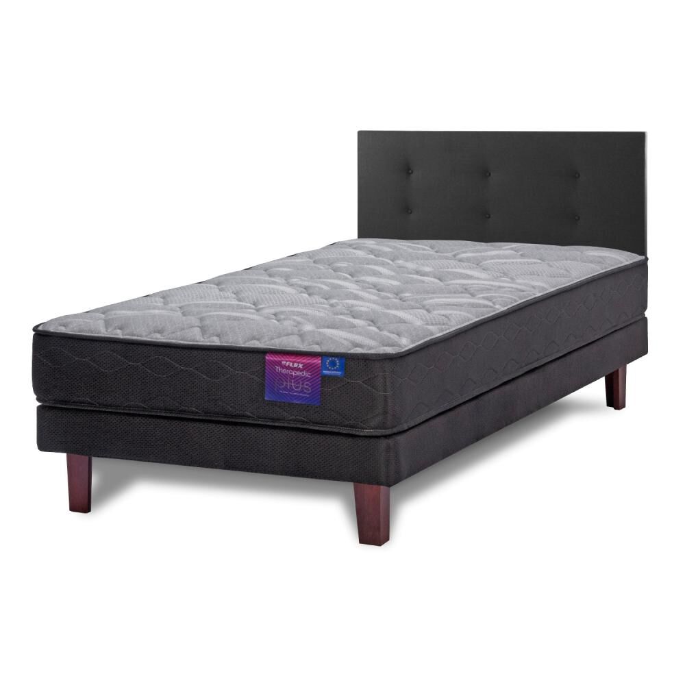 Cama Europea Flex Therapedic Plus / 1.5 Plazas / Base Normal + Respaldo Royal Negro image number 0.0