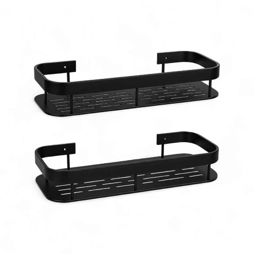 Set De 2 Organizadores De Baño En Acero Inoxidable Negro image number 0.0