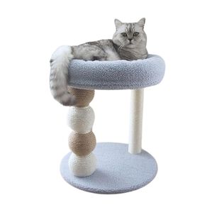 Rascador Juguete Para Gatos 49 Cm Altura 2 Pisos Azul Torre