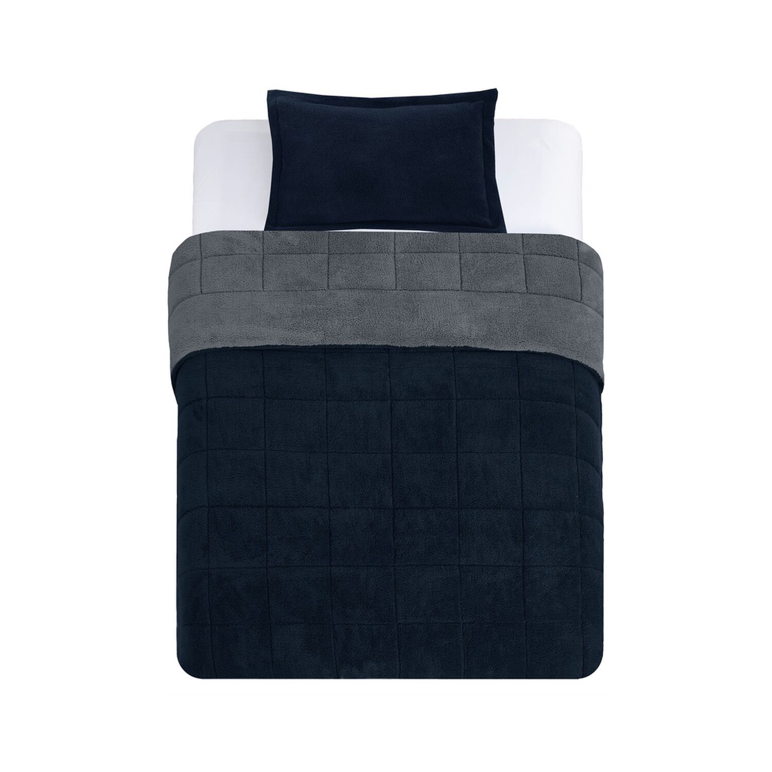 Plumon Andes Sherpa Bicolor Gris 1.5 Pl image number 2.0