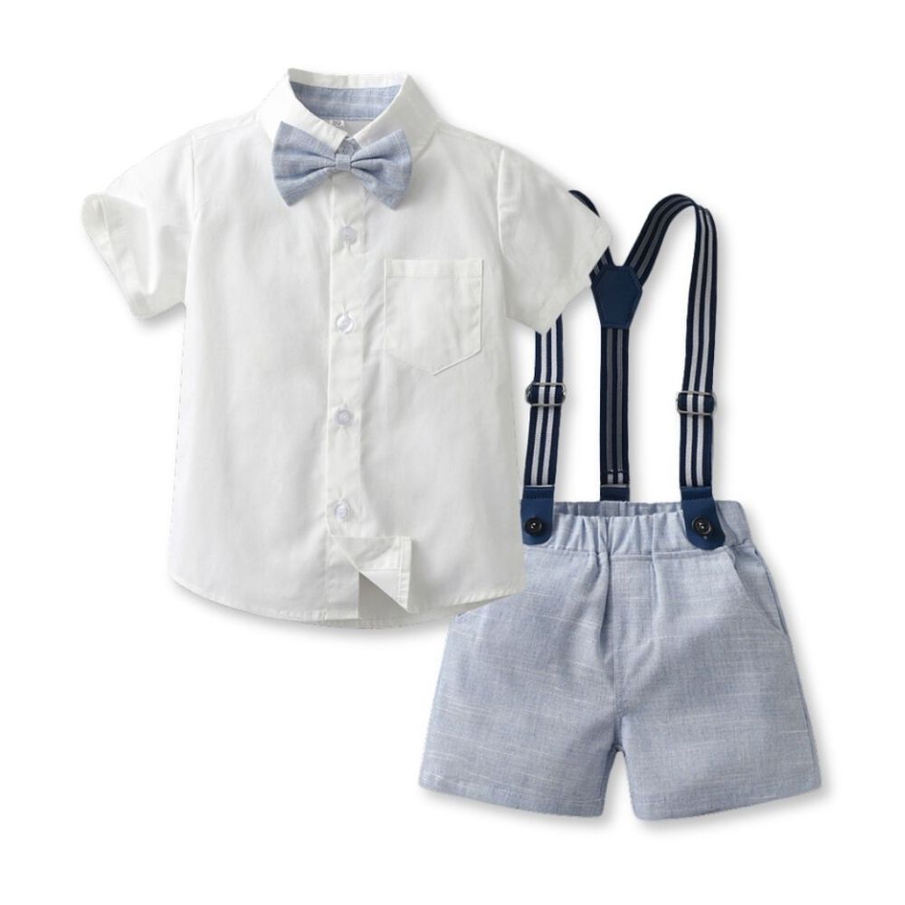 Conjunto De Vestir Con Corbat&iacute;n Y Pantal&oacute;n Corto Ni&ntilde;o 6 Meses A 2 A&ntilde;os Light Blue image number 0.0