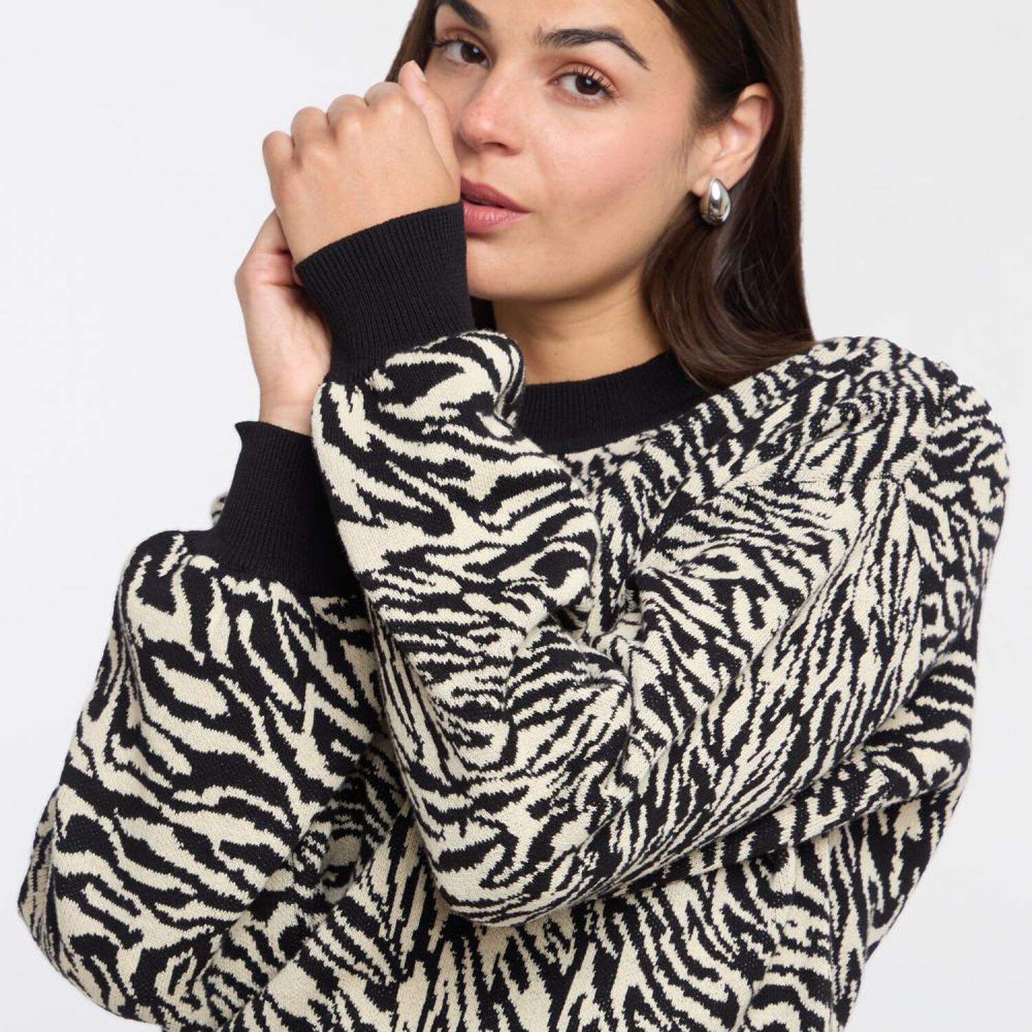 Sweater Jackard Regular Manga Larga Cuello Redondo Mujer Rolly Go image number 4.0